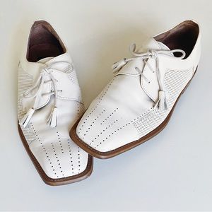 oxford leather tassel • vintage 90s giorgio brutini men cream dress shoe